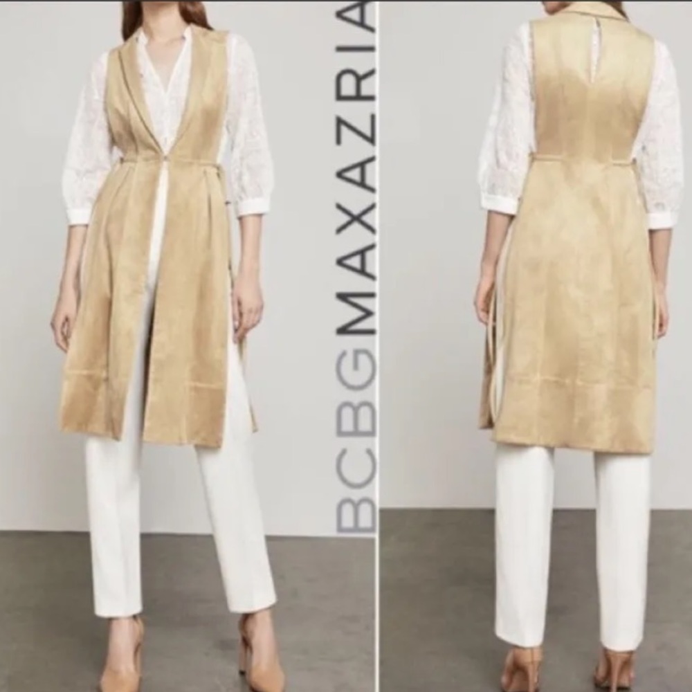 BCBGMaxAzria faux suede side tie duster vest Gaia